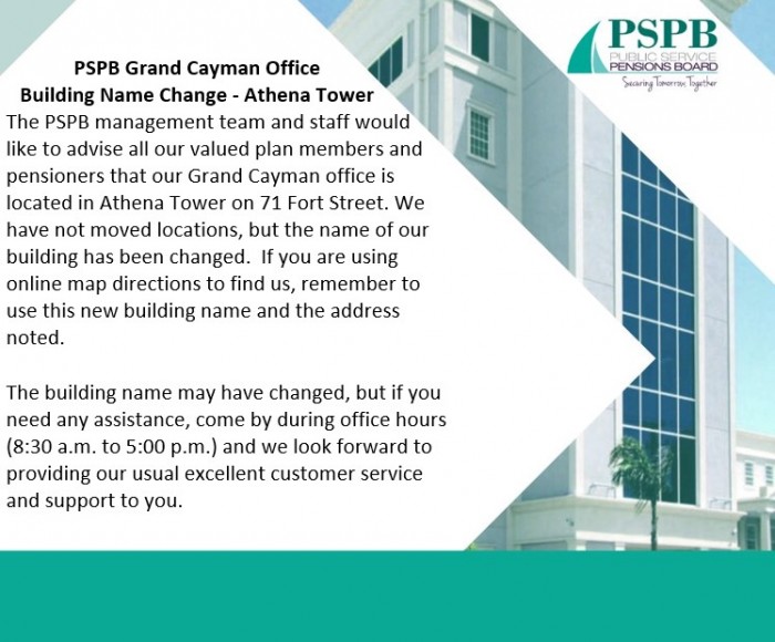 Grand Cayman Office Building Name Change - Athena Tower