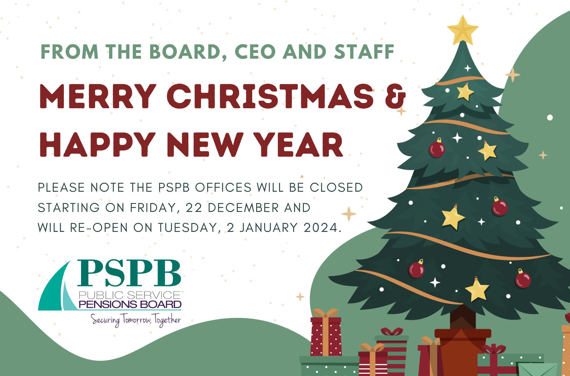 2023 Holiday Season Office Closure Update